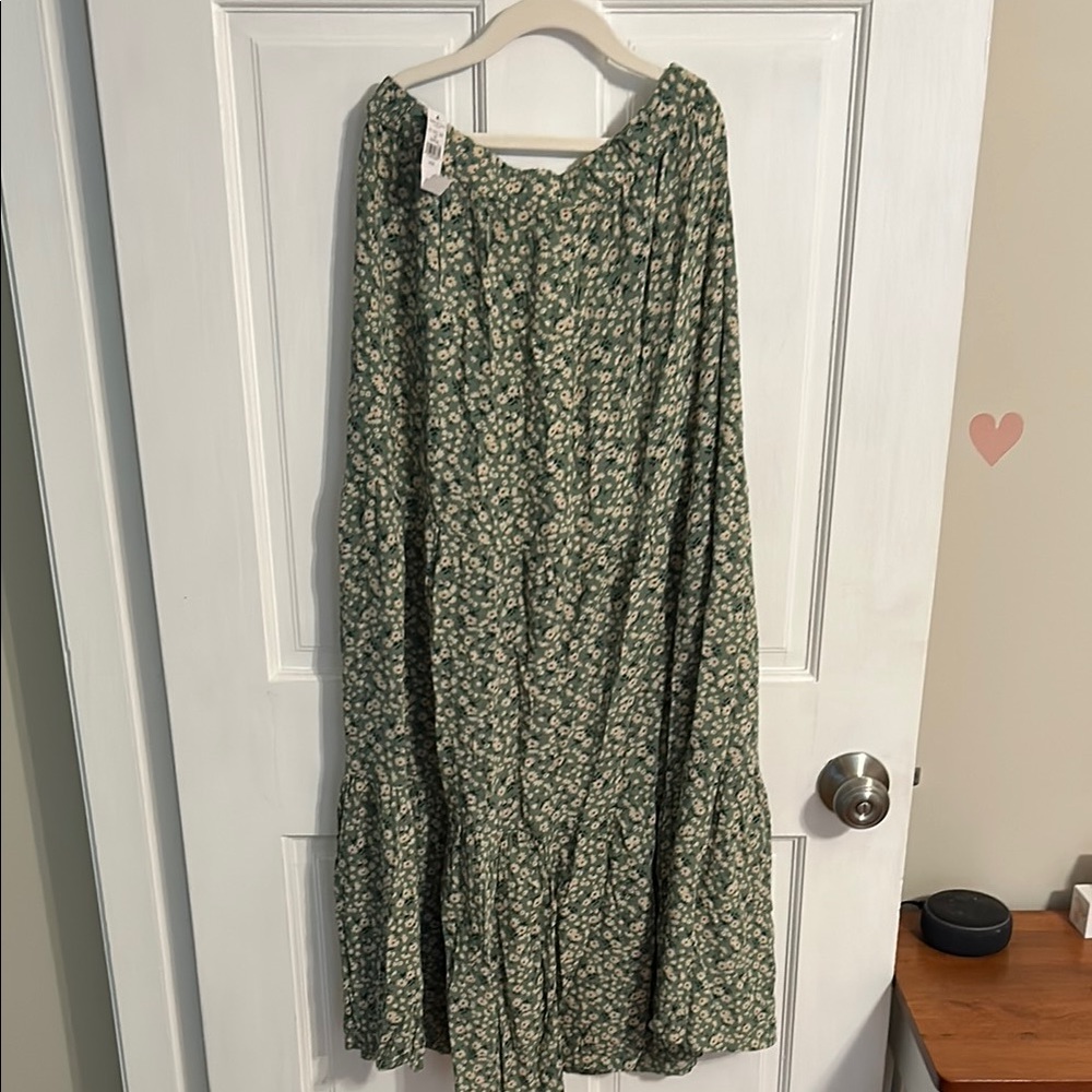 Floral Green Maxi Skirt